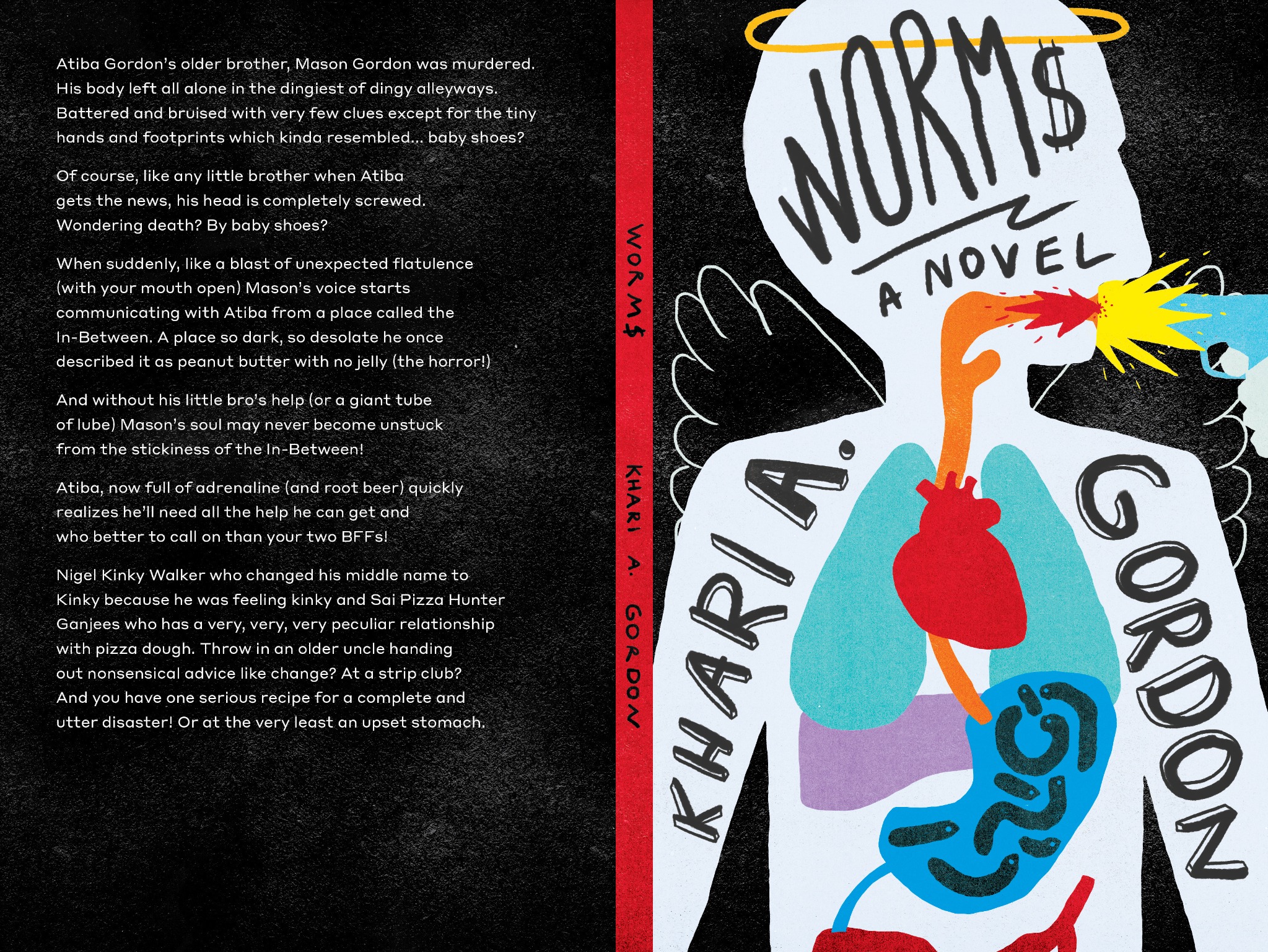 Full paperback spread for WORM$ by Khari Gordon